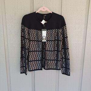 Escada Knit Jacket Size S Women Quiet Luxury Metallic Wool Blend Long Sleeve